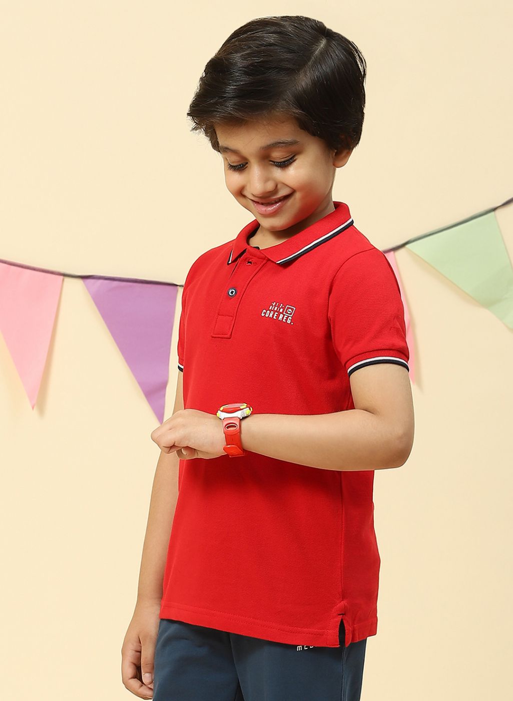 Boys Red Printed T-Shirt