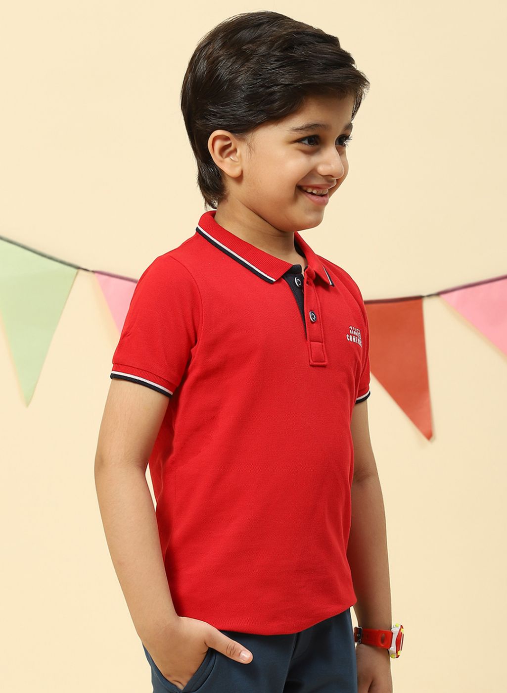 Boys Red Printed T-Shirt