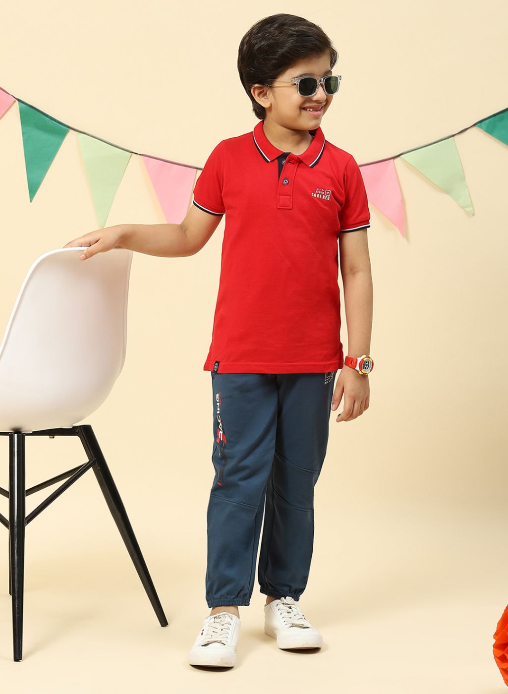 Boys Red Printed T-Shirt
