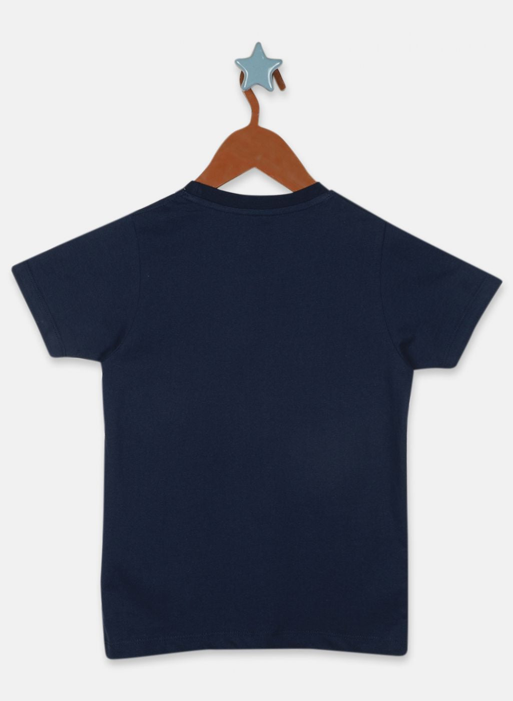 Boys Bright Navy Blue Round Neck Half Sleeve Printed T-Shirt