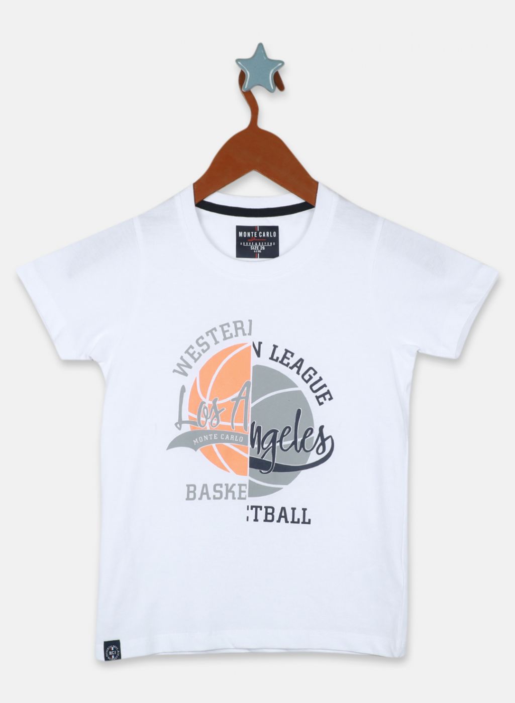 Boys Orange Printed T-Shirt
