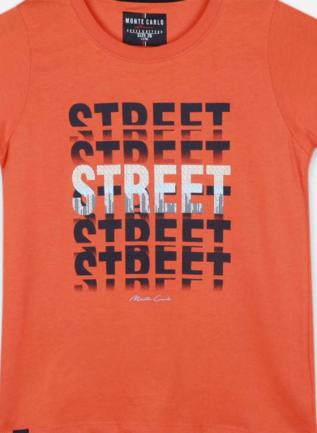 Boys Orange Printed T-Shirt