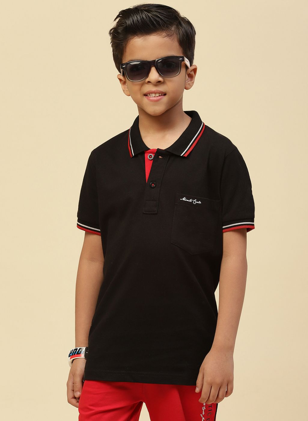 Boys Black Printed T-Shirt
