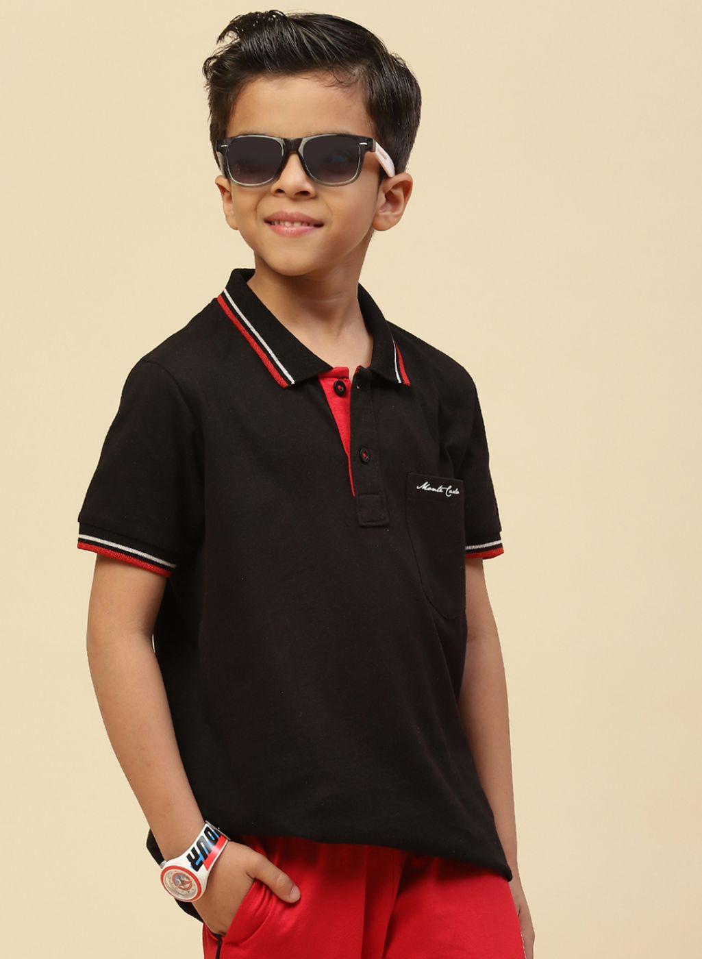 Boys Black Printed T-Shirt