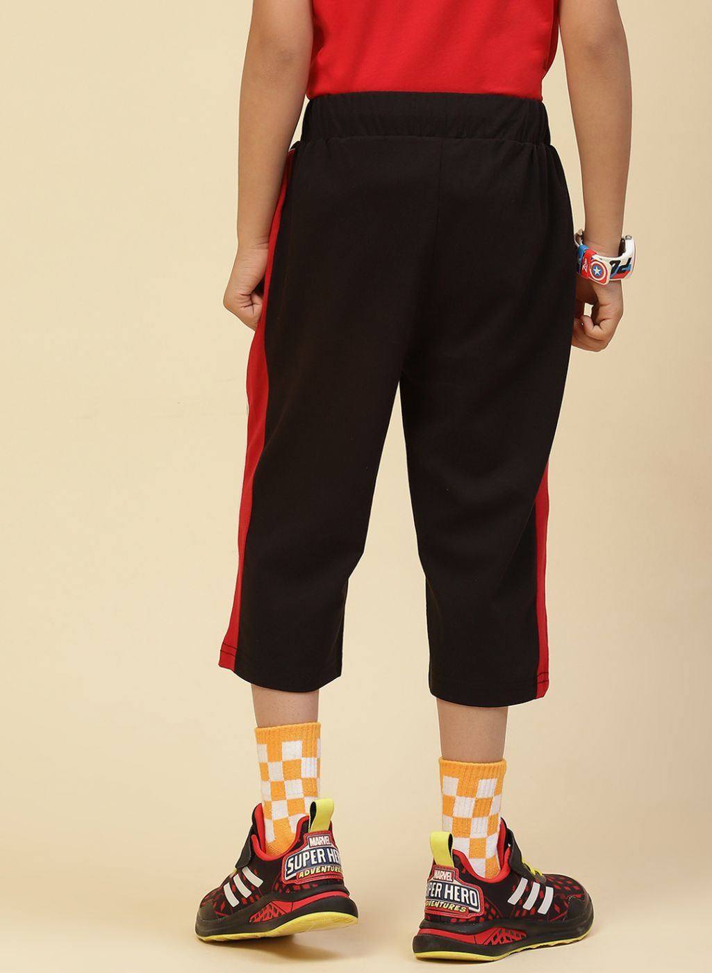 Boys Black Printed Capri