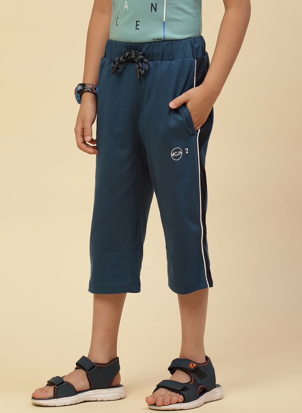 Boys Blue Printed Capri