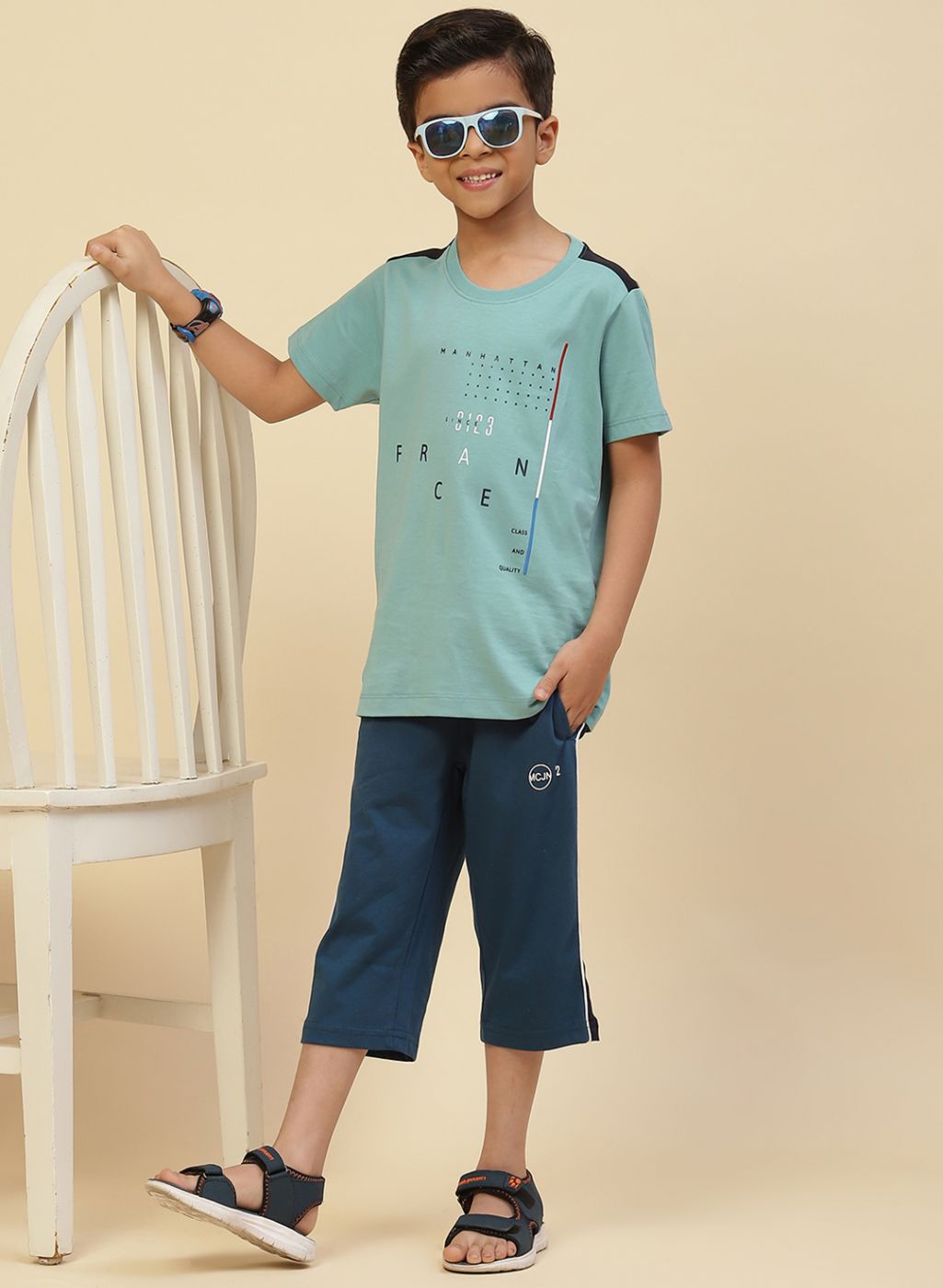 Boys Blue Printed Capri
