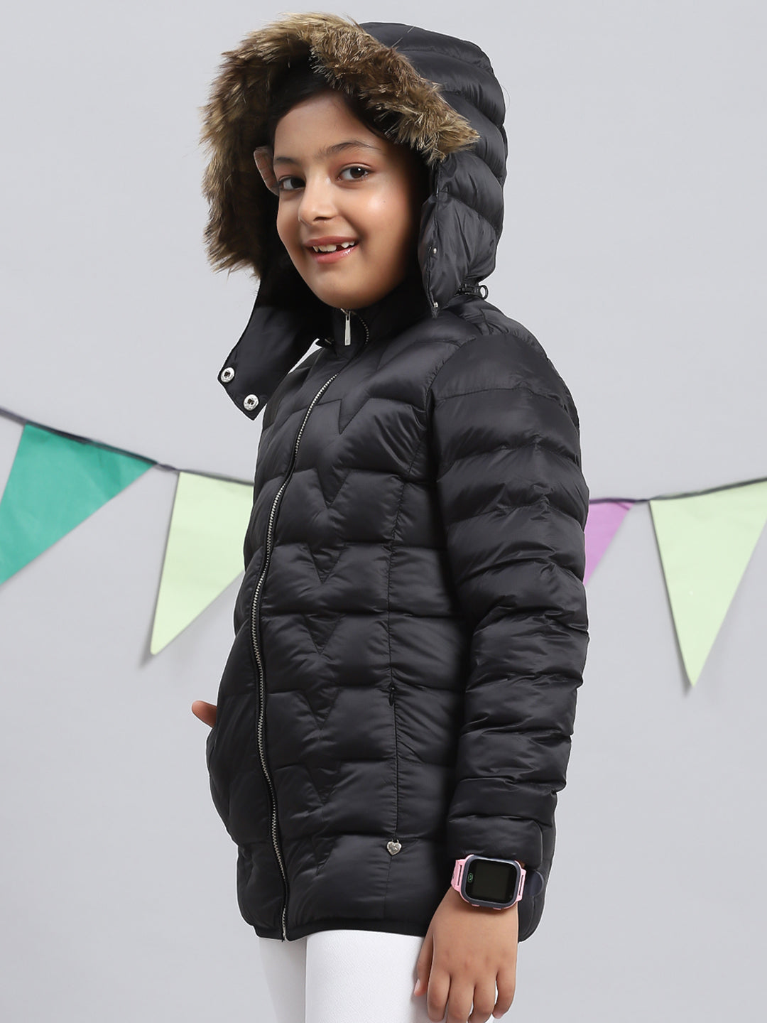 Girls Black Plain Jacket