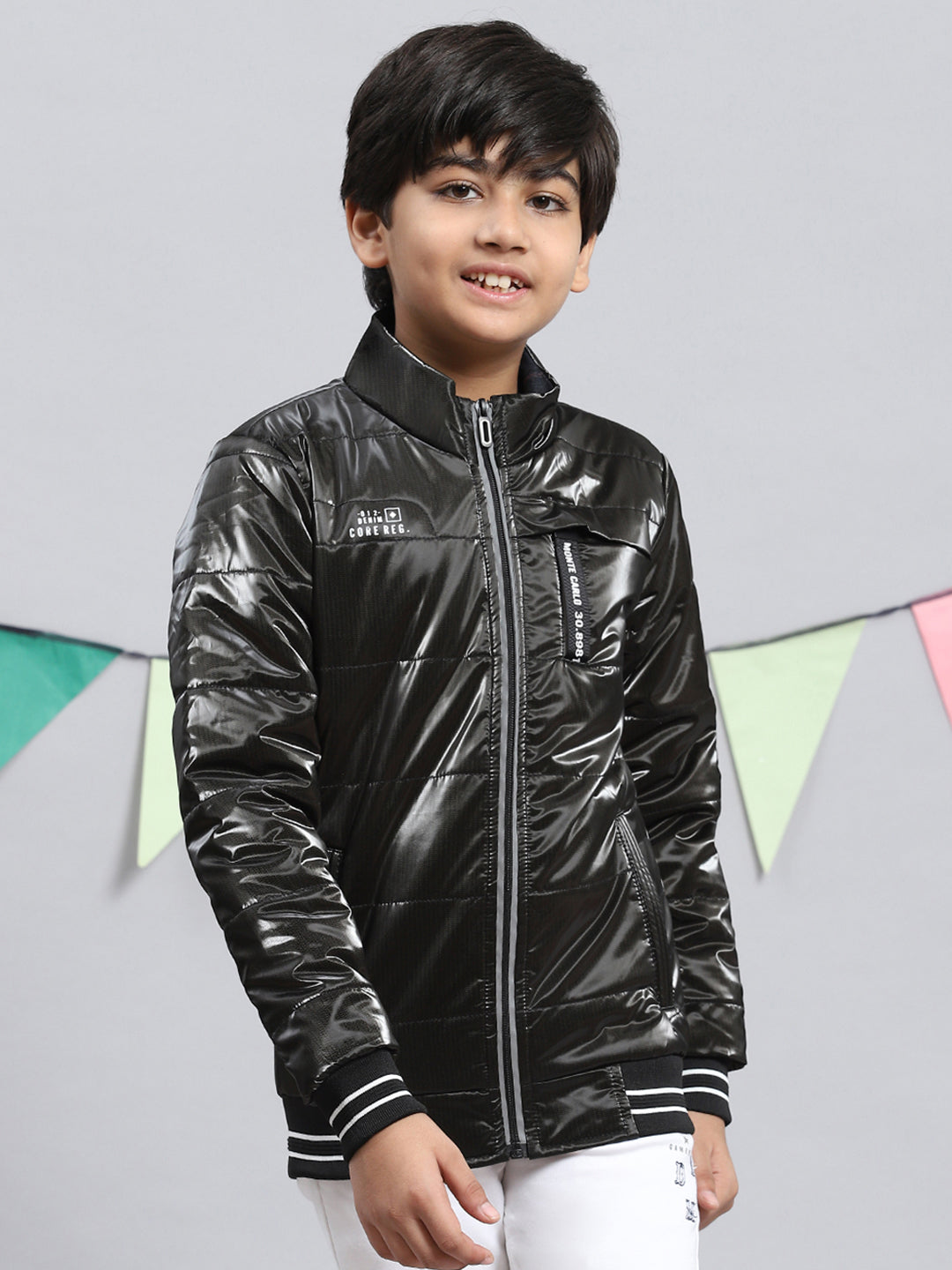 Boys Black Self Jacket