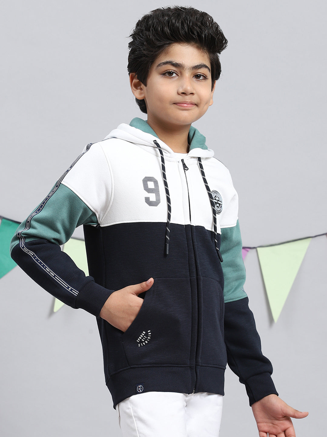 Boys Blue Printed Sweatshirt