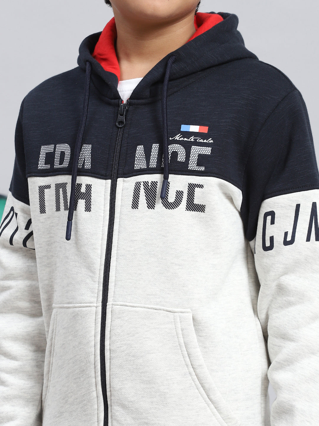 Boys Navy Blue & Grey Printed Sweatshirt