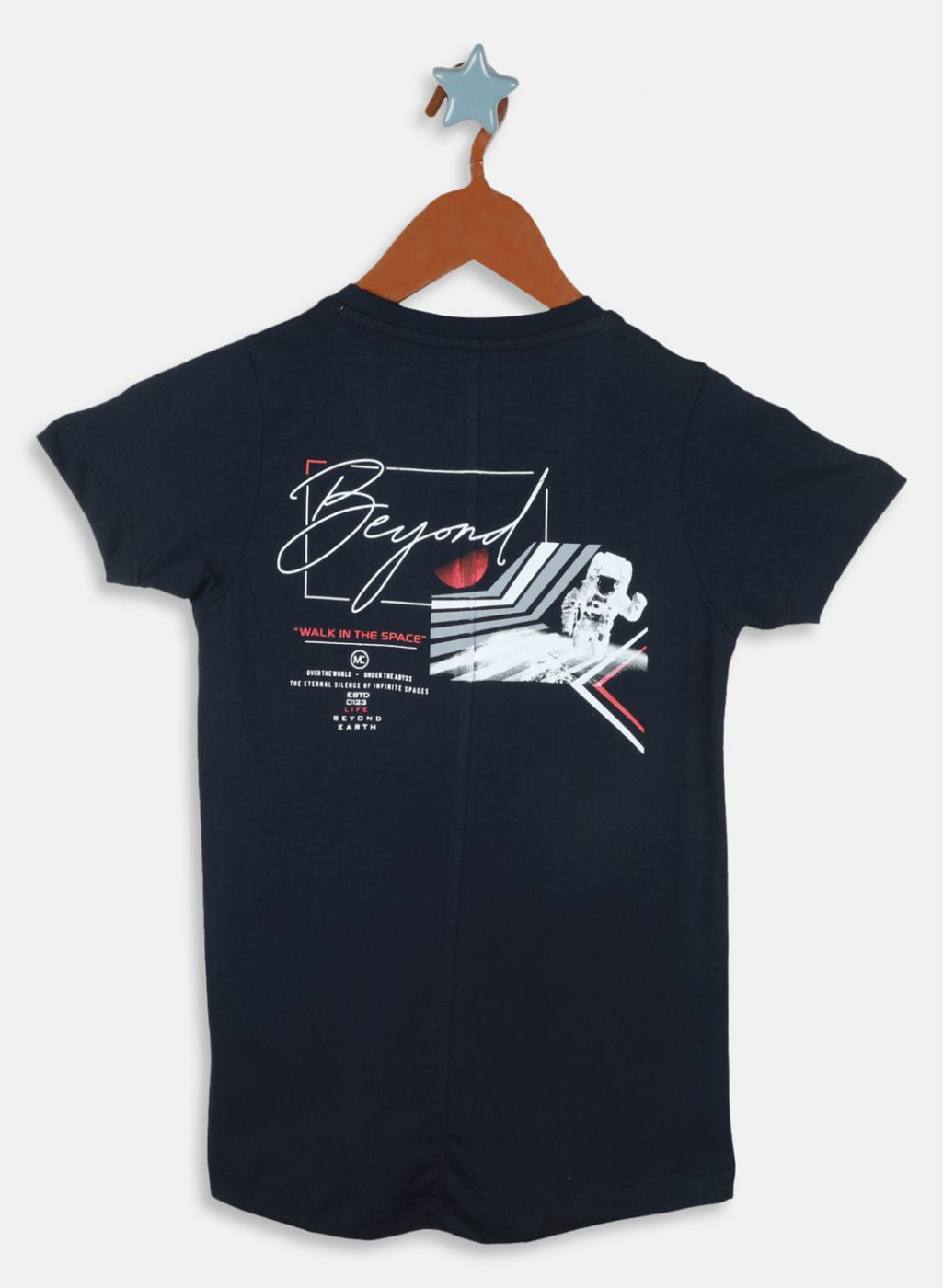 Boys Navy Blue Printed T-Shirt
