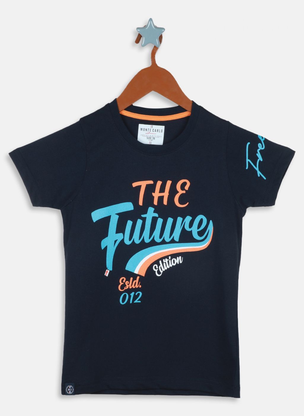 Boys Navy Blue Printed T-Shirt