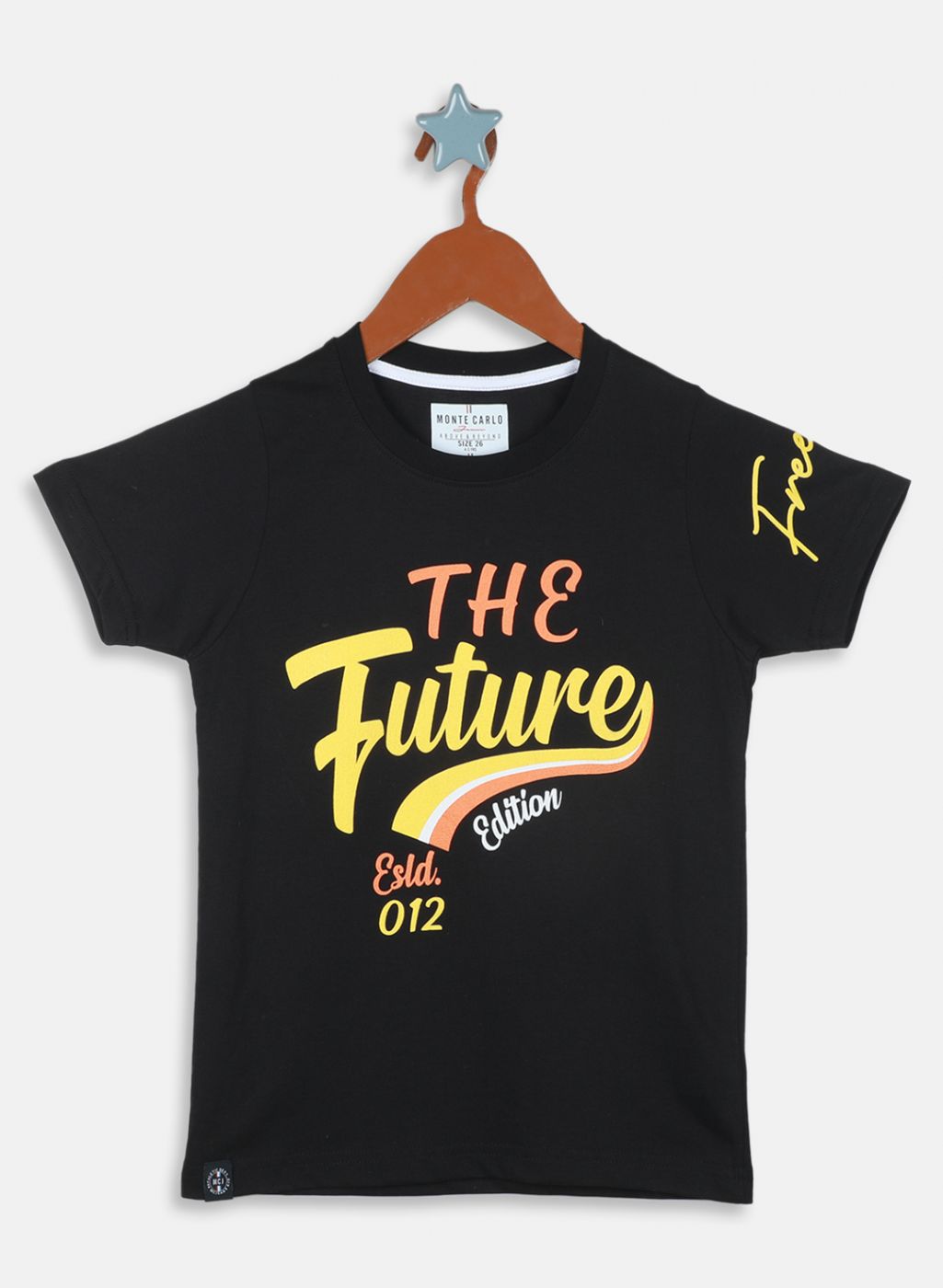 Boys Black Printed T-Shirt