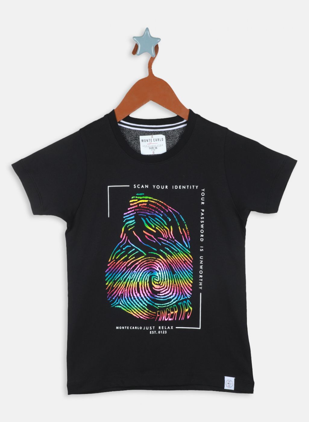 Boys Black Printed T-Shirt