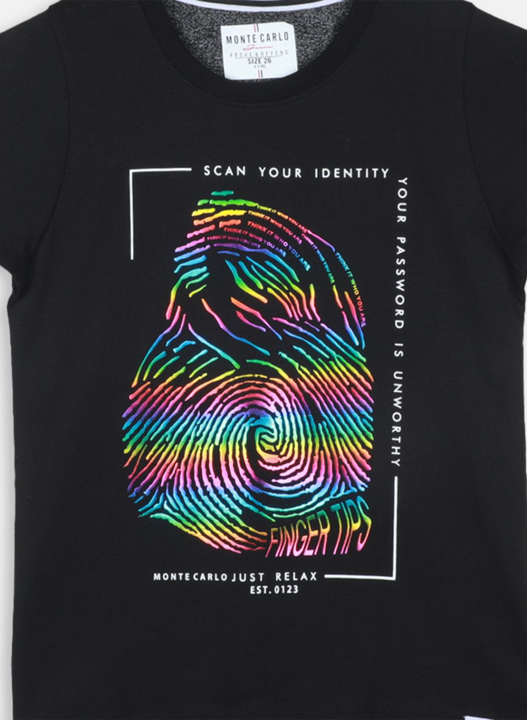 Boys Black Printed T-Shirt