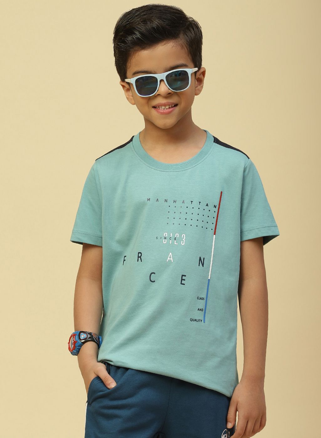 Boys Green Printed T-Shirt