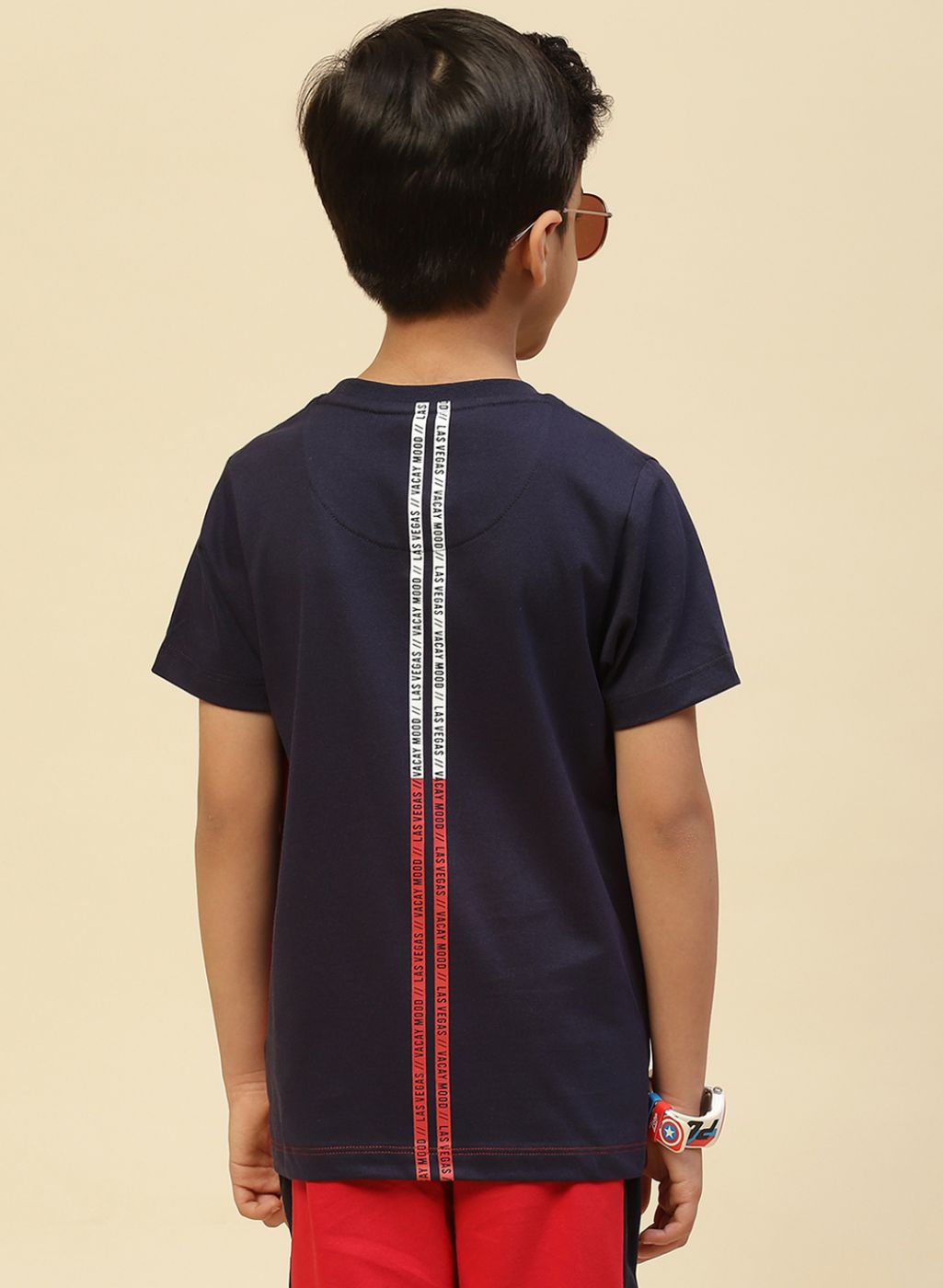 Boys Navy Blue Printed T-Shirt