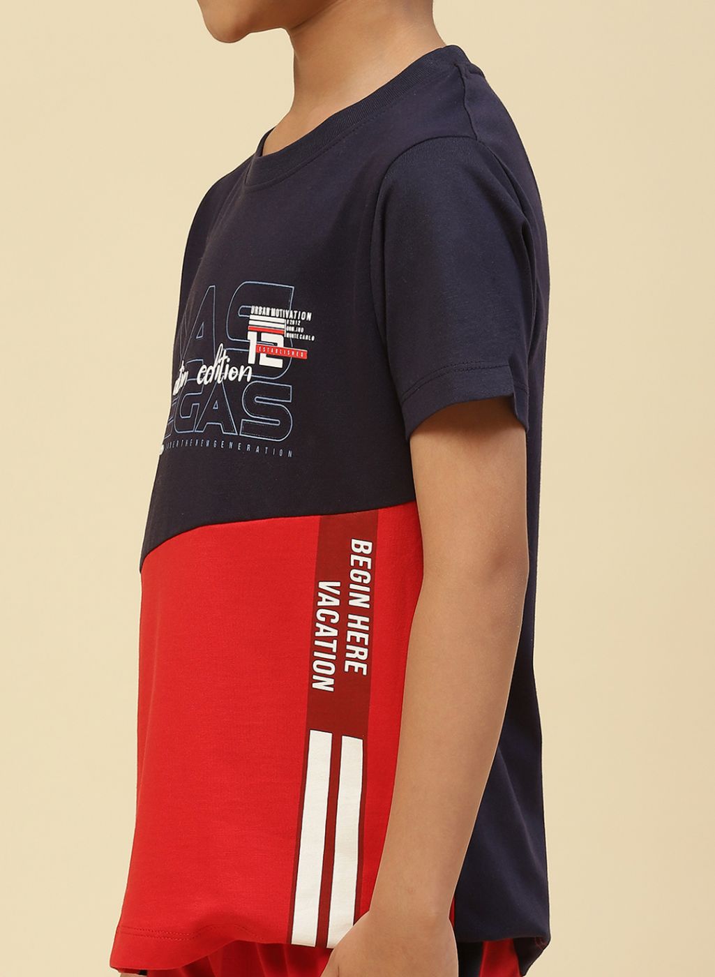 Boys Navy Blue Printed T-Shirt