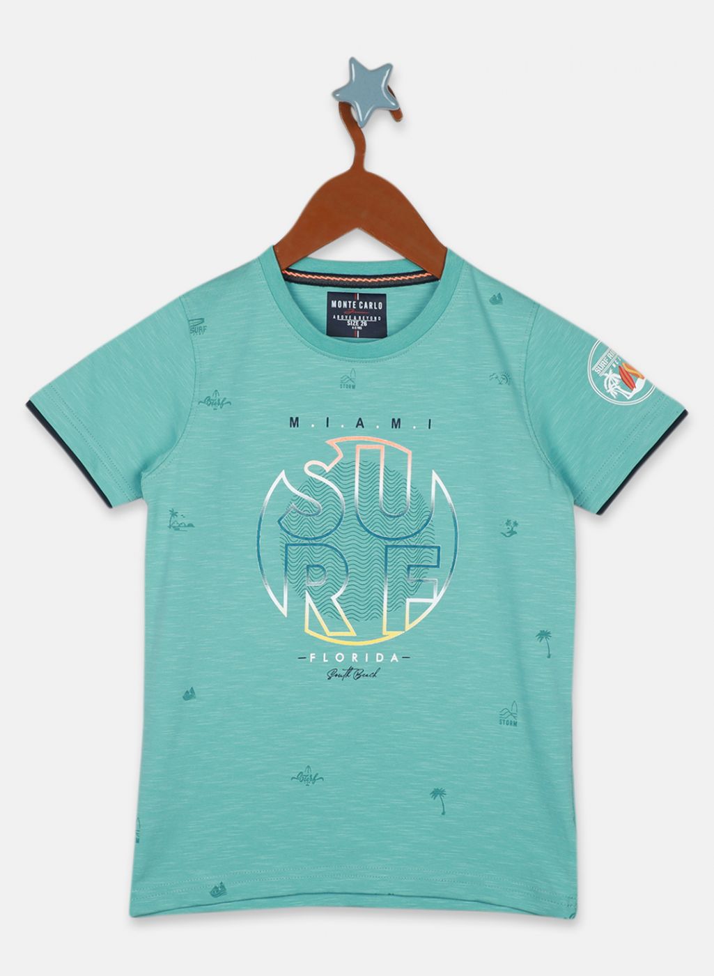 Boys Green Printed T-Shirt