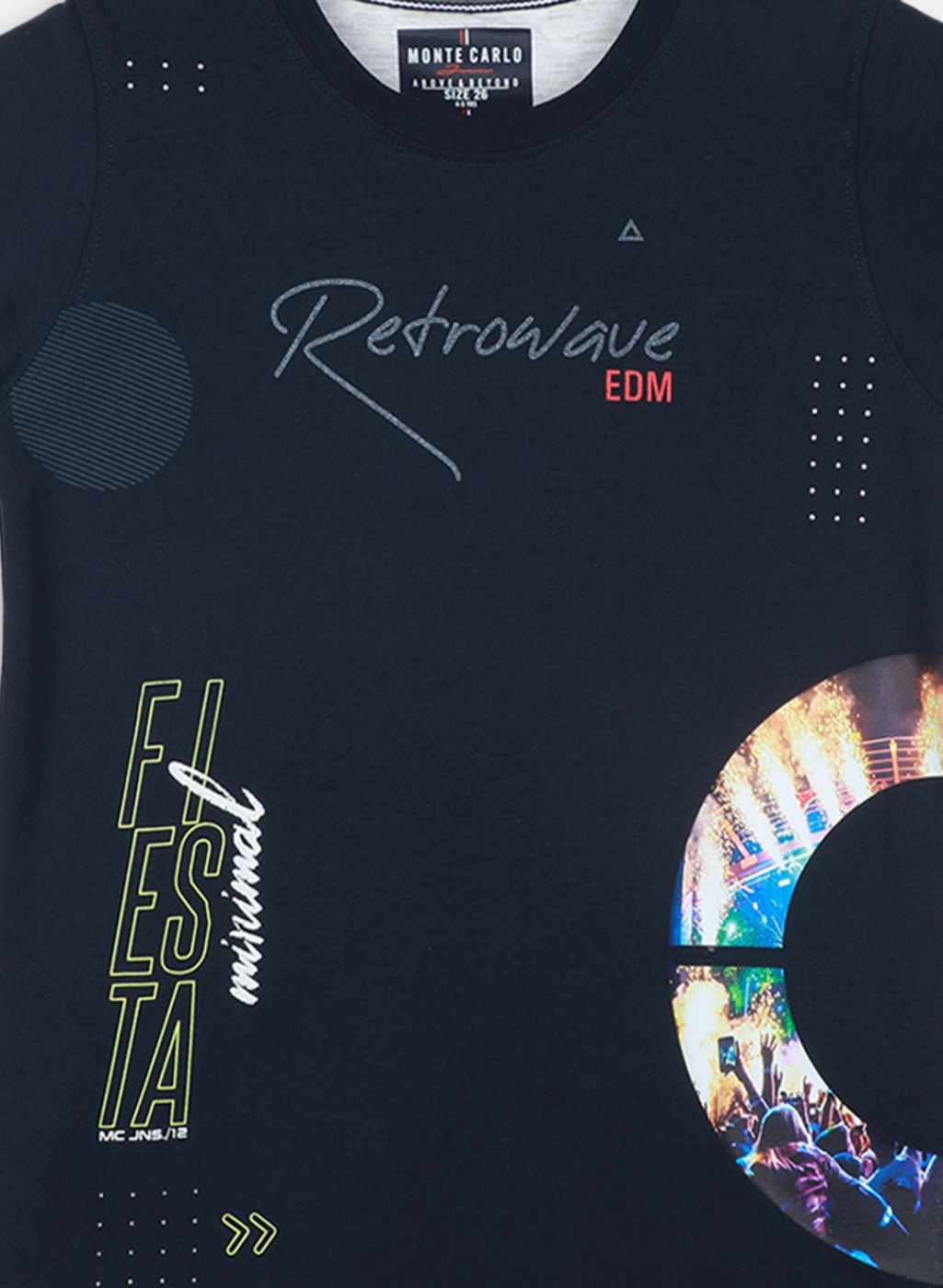 Boys Navy Blue Printed T-Shirt