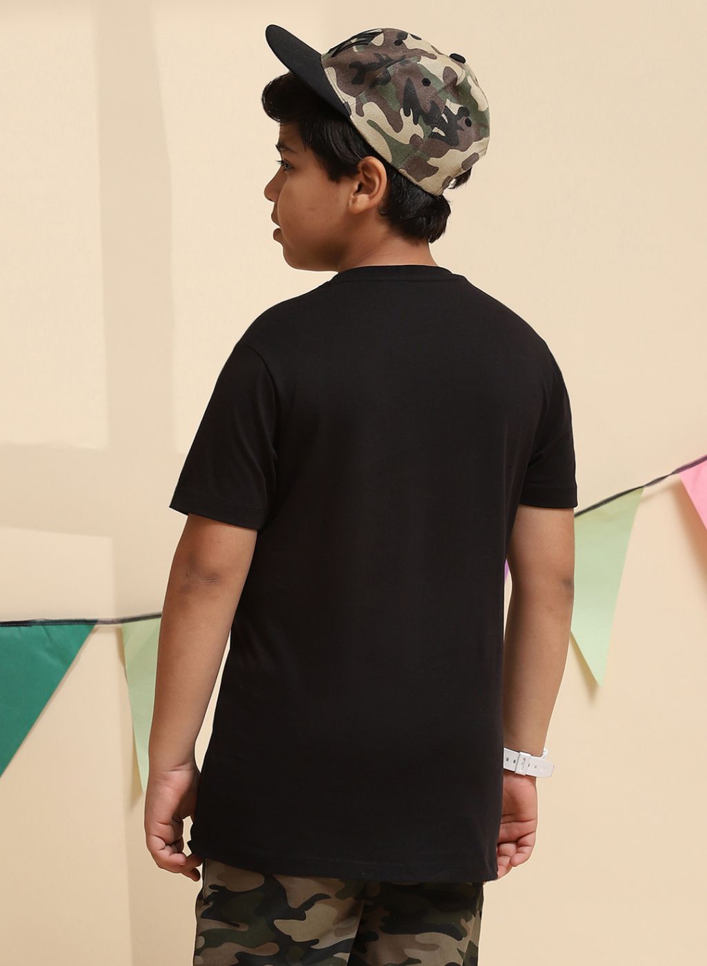 Boys Black Printed T-Shirt