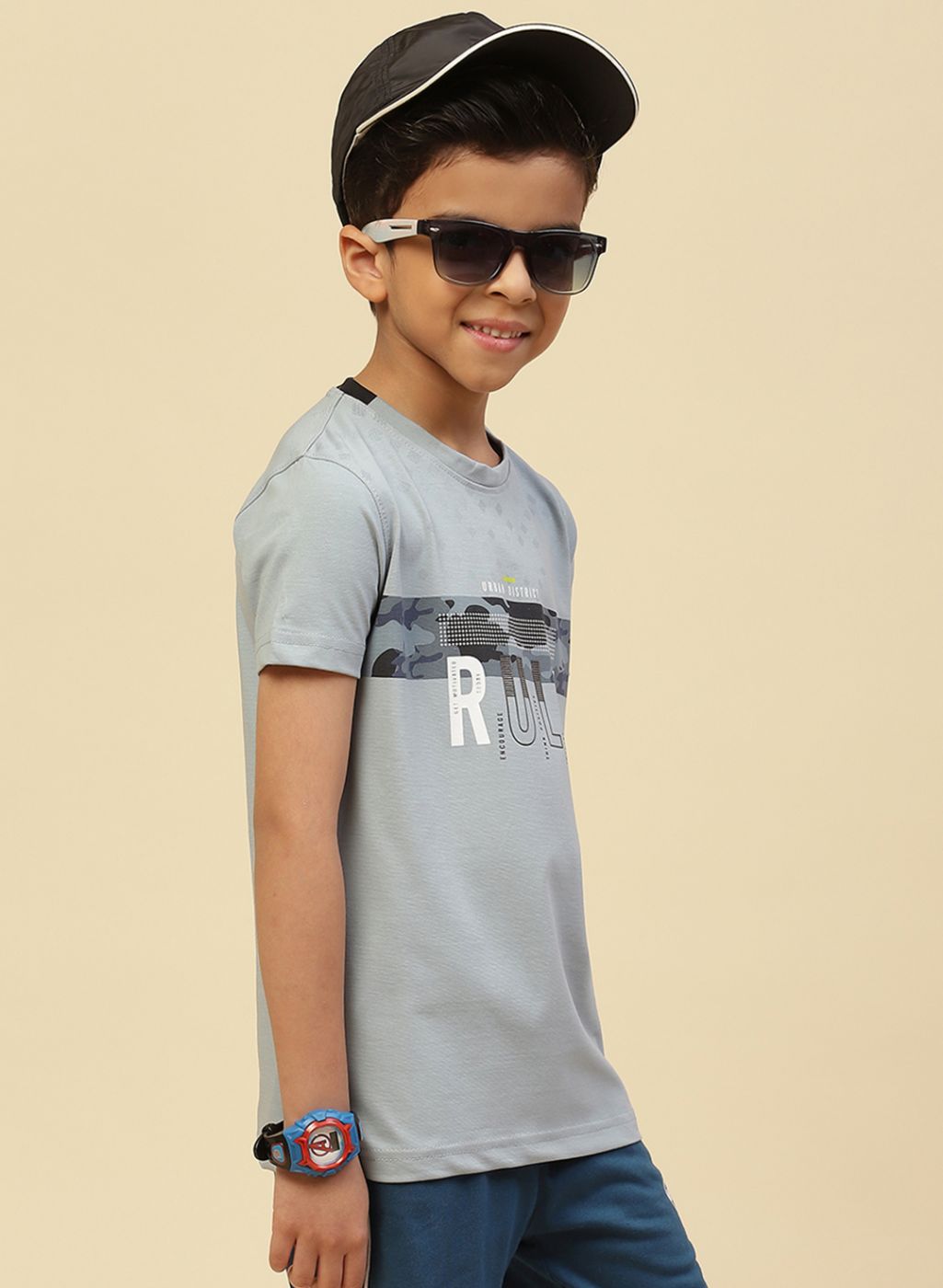Boys Blue Printed T-Shirt