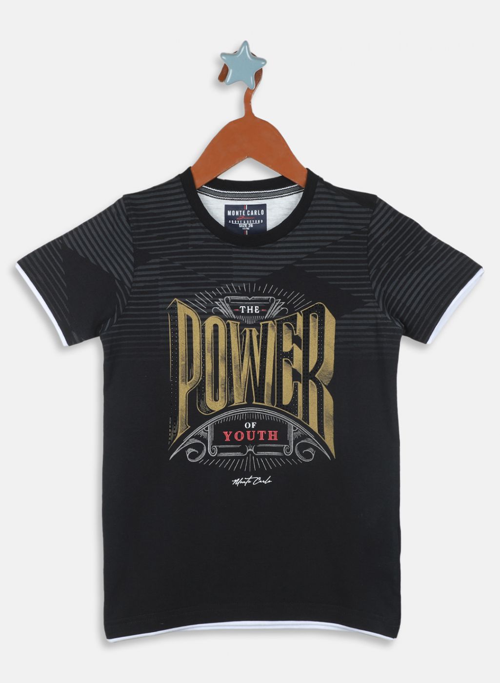 Boys Black Printed T-Shirt