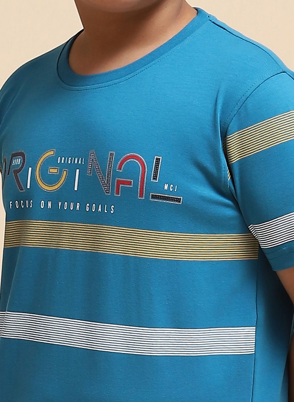 Boys Teal Blue Printed T-Shirt