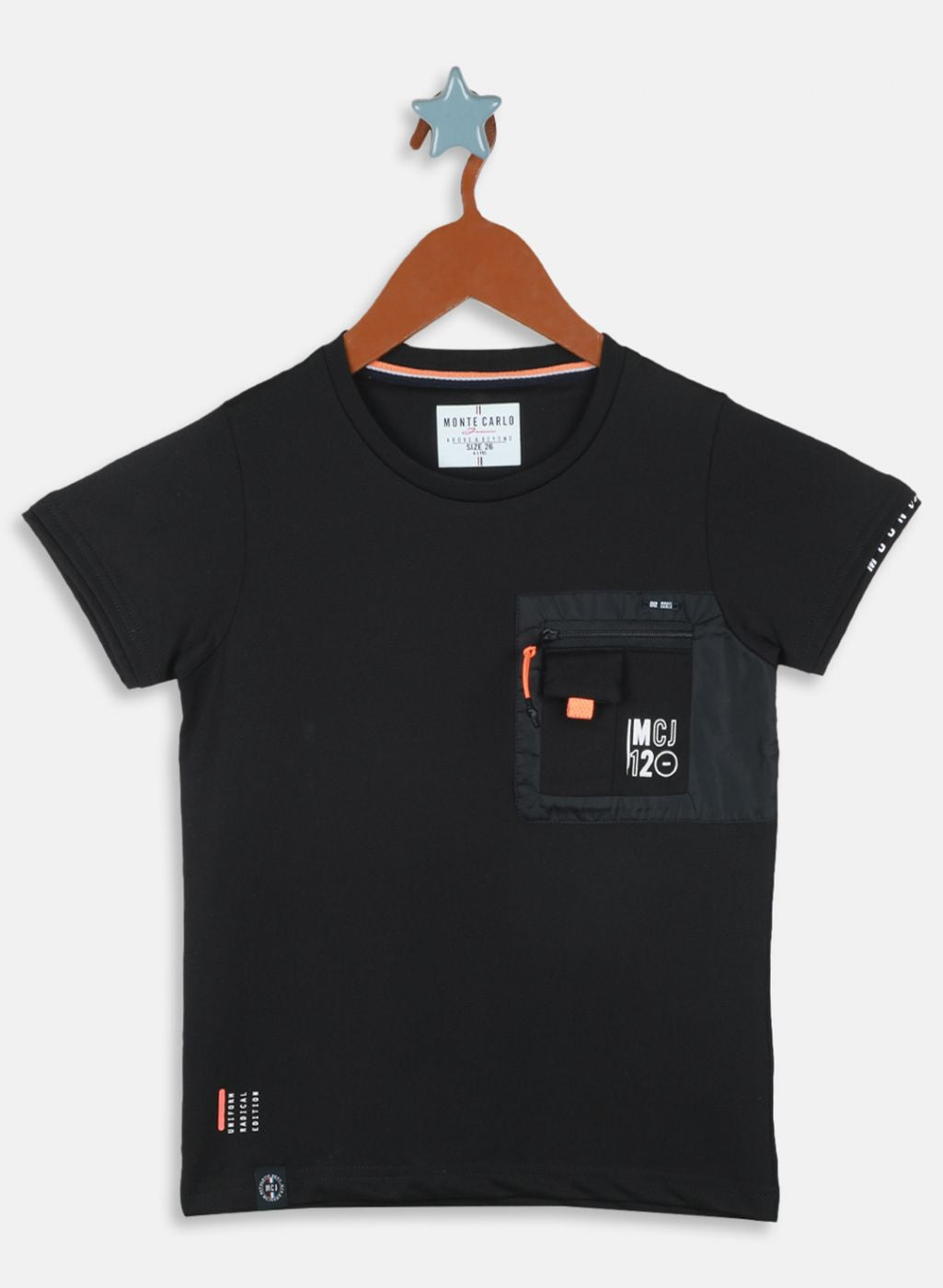 Boys Black Printed T-Shirt