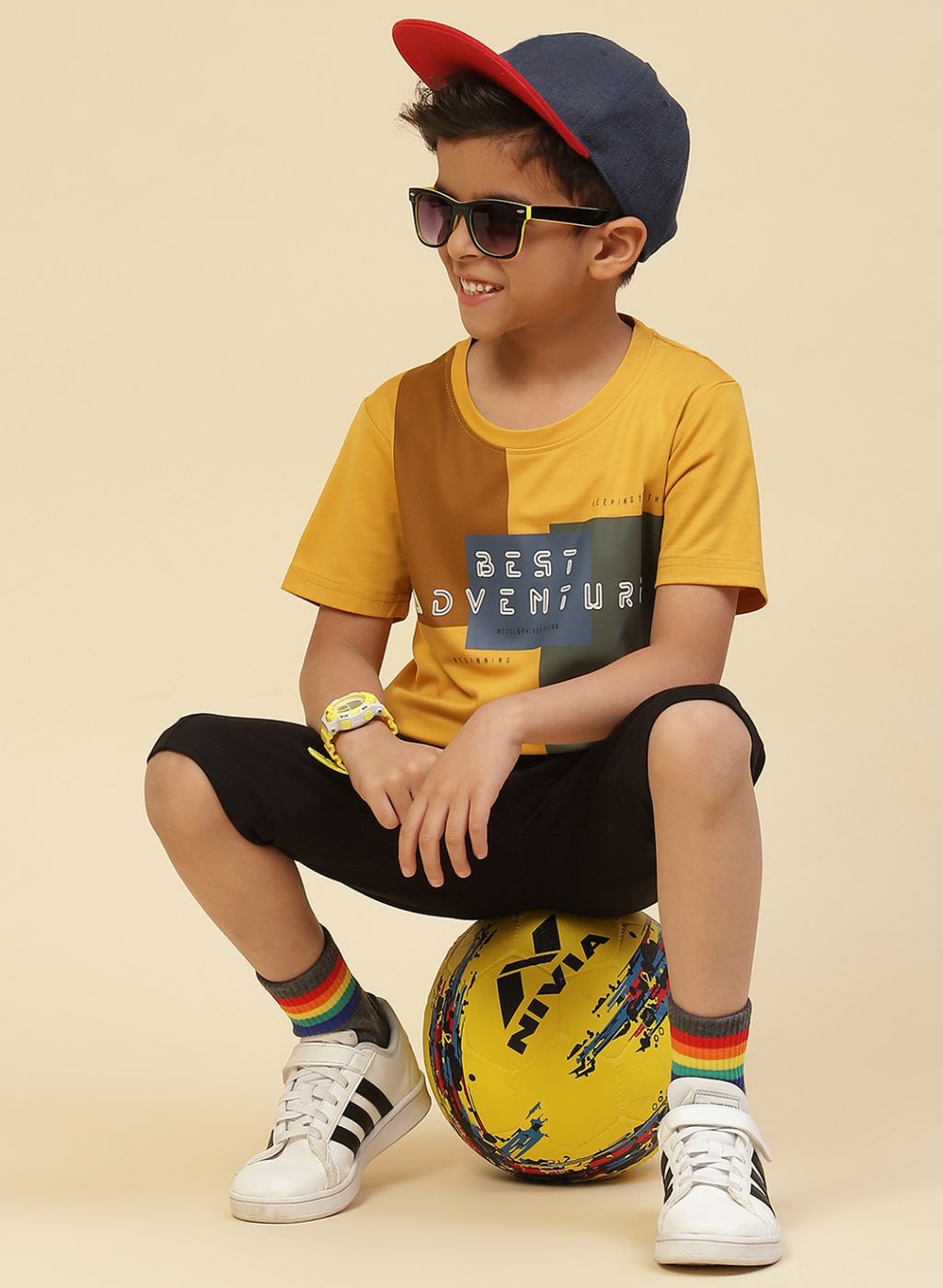 Boys Mustard Printed T-Shirt