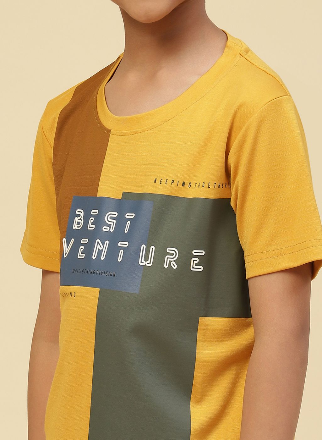Boys Mustard Printed T-Shirt