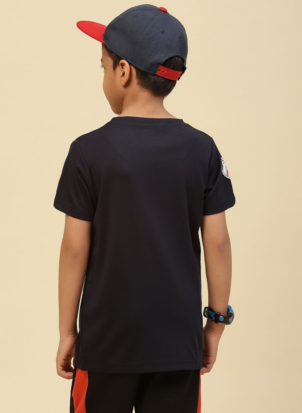Boys Navy Blue Printed T-Shirt