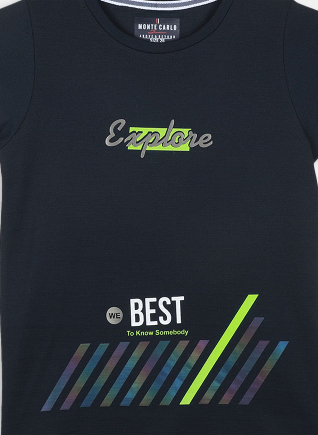 Boys Navy Blue Printed T-Shirt