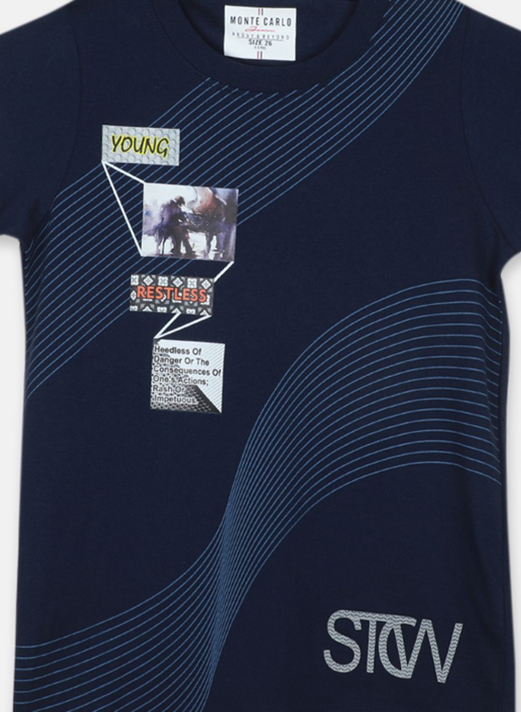 Boys NAvy Blue Printed T-Shirt