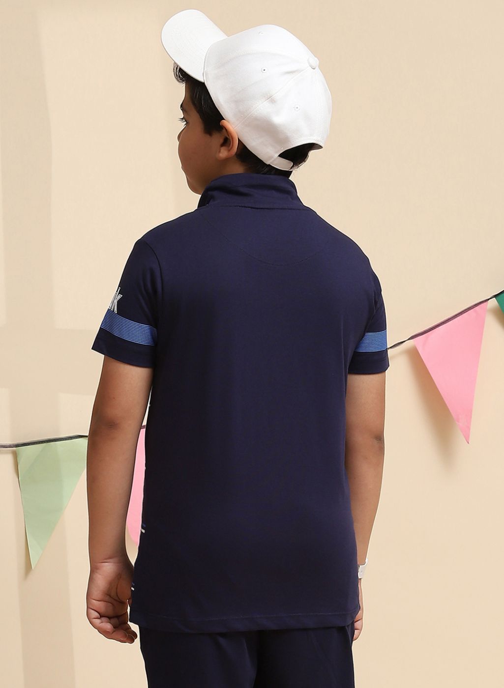 Boys Navy Blue Printed T-Shirt