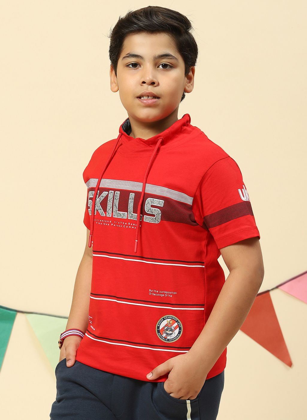 Boys Red Printed T-Shirt