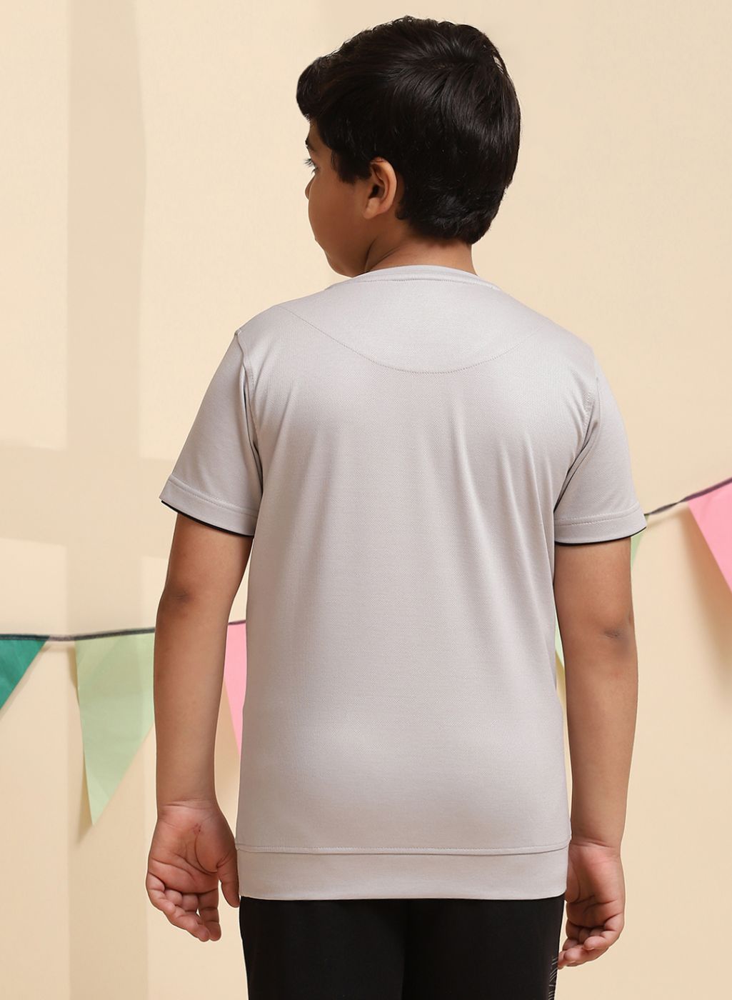 Boys Grey Printed T-Shirt