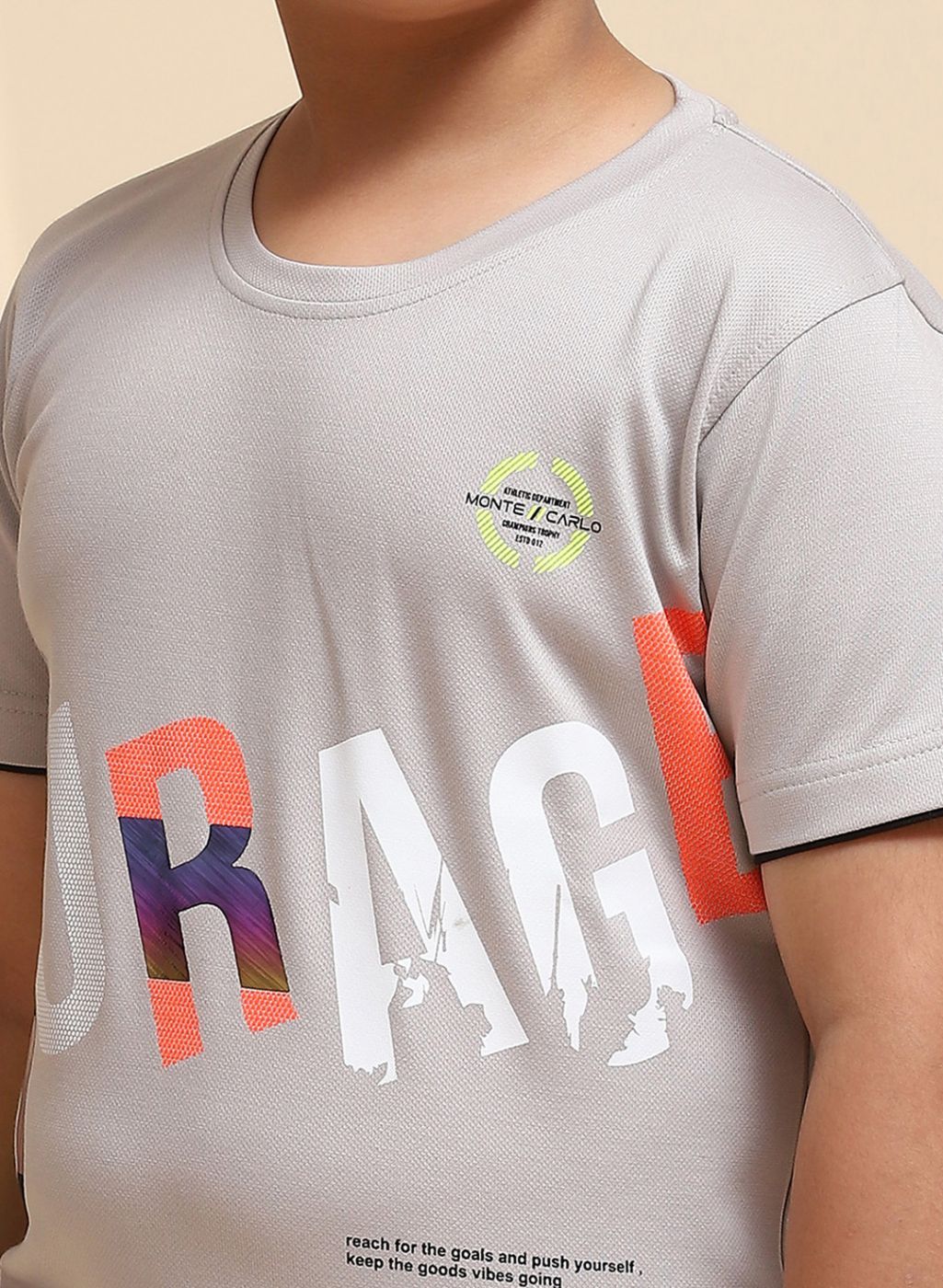 Boys Grey Printed T-Shirt