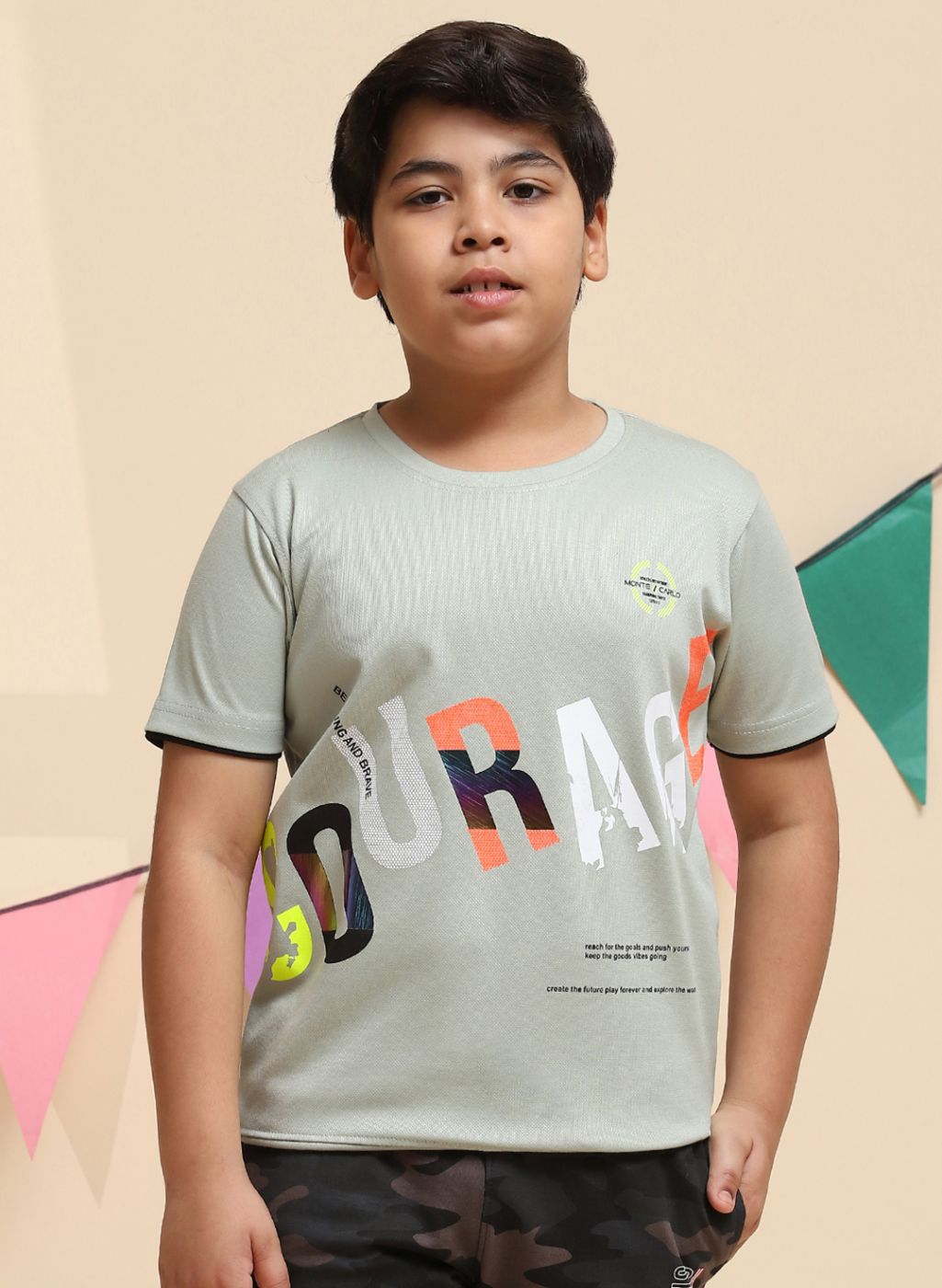 Boys Green Printed T-Shirt