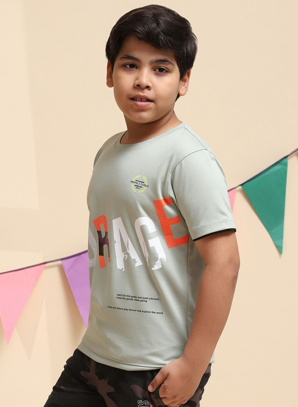 Boys Green Printed T-Shirt