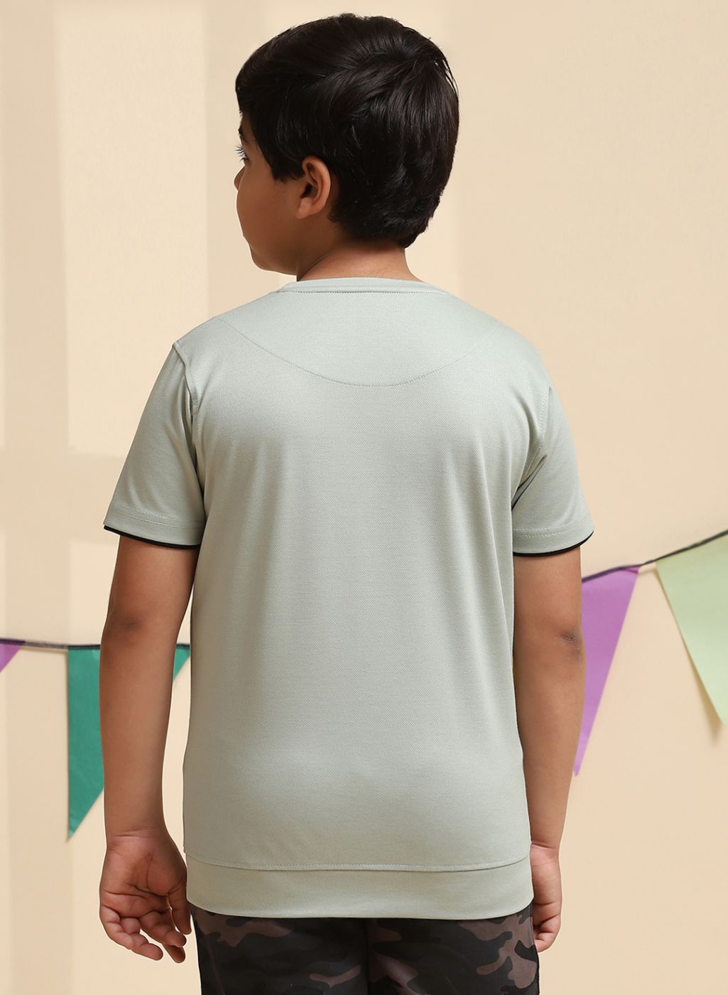 Boys Green Printed T-Shirt