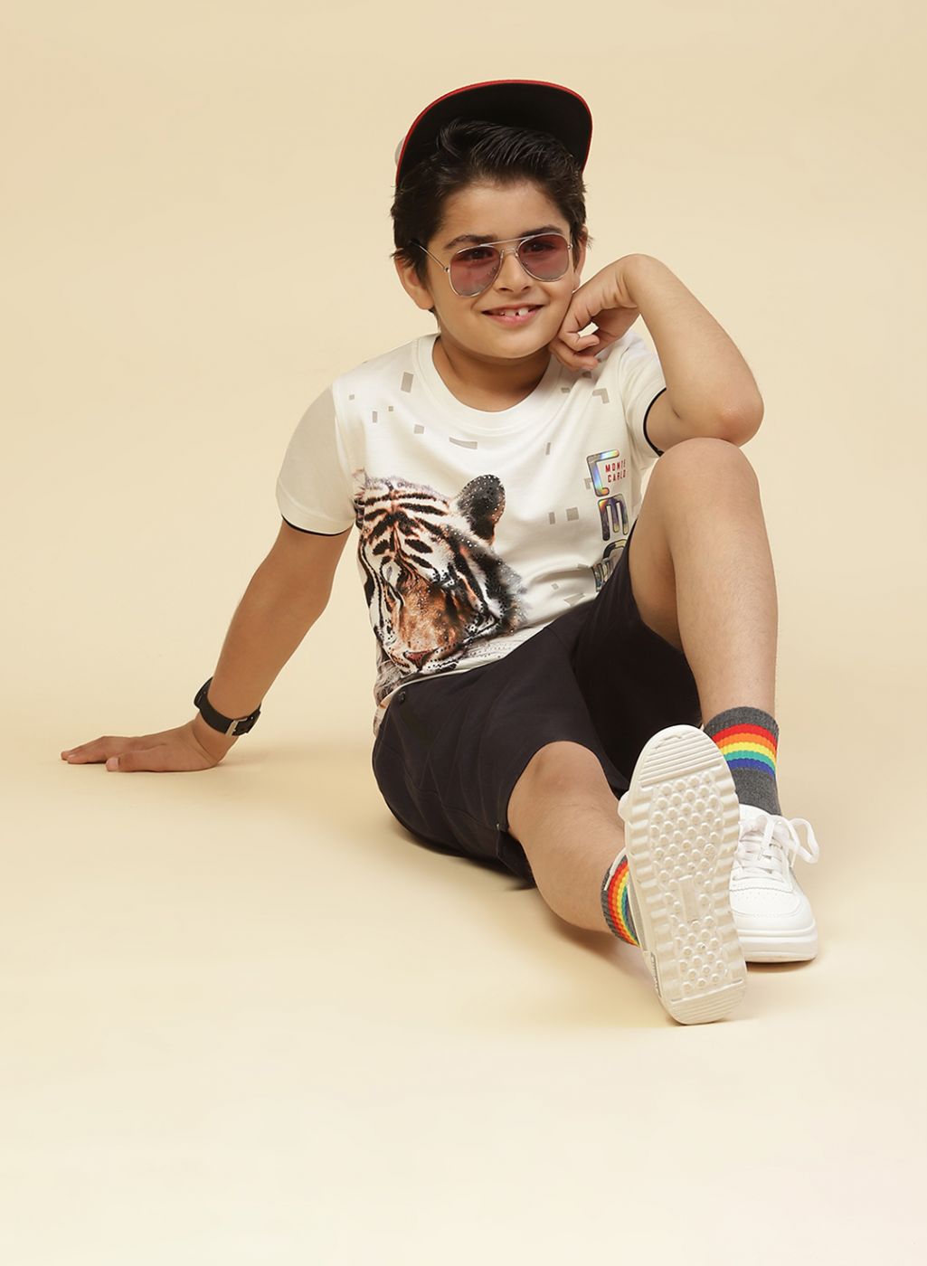 Boys White Printed T-Shirt