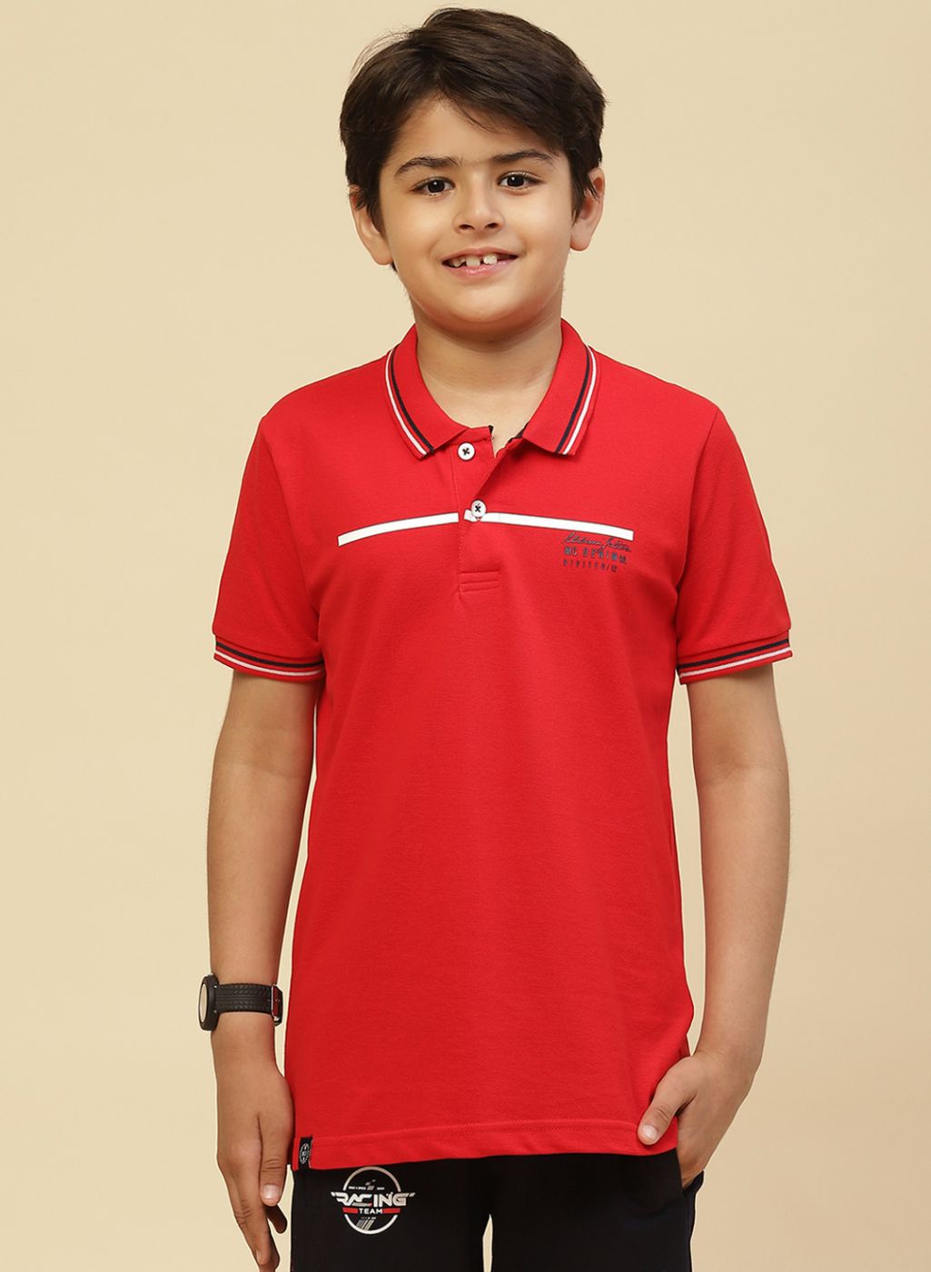 Boys Red Printed T-Shirt