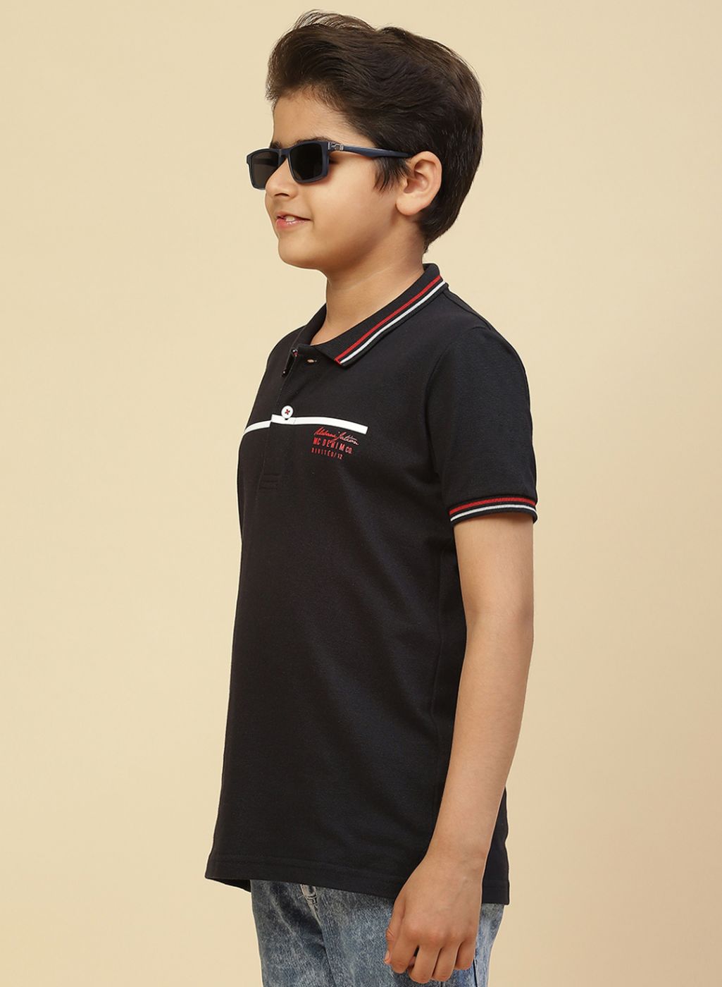 Boys Navy Blue Printed T-Shirt