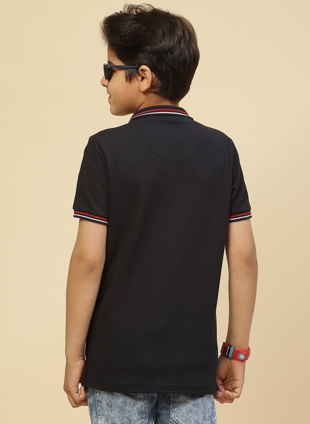 Boys Navy Blue Printed T-Shirt