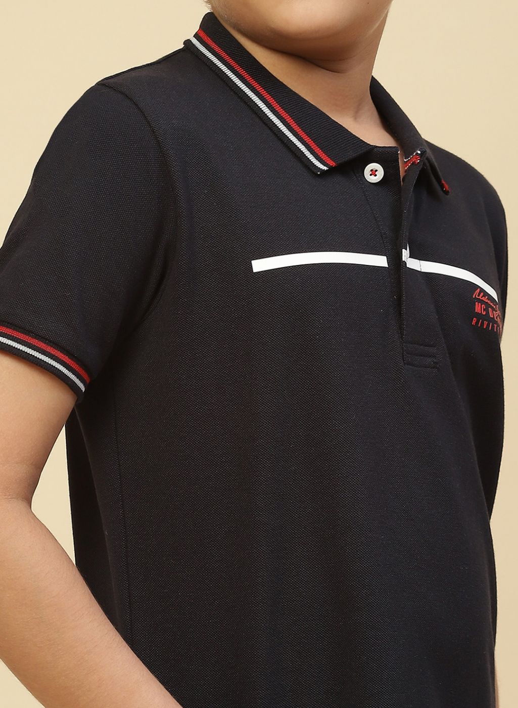 Boys Navy Blue Printed T-Shirt