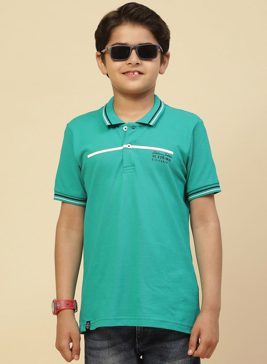 Boys Green Printed T-Shirt