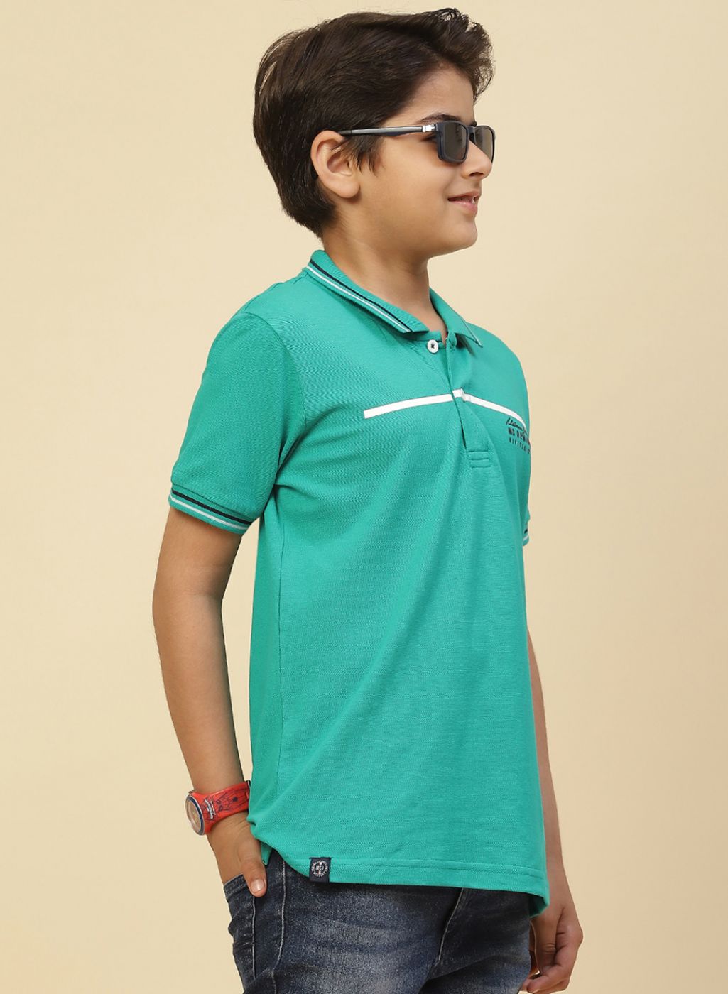 Boys Green Printed T-Shirt