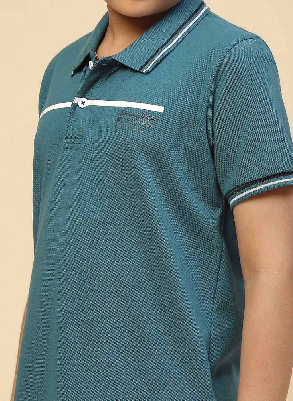 Boys Teal Blue Printed T-Shirt